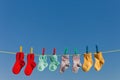 Baby socks on laundry Royalty Free Stock Photo