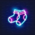 Baby socks neon icon. Glowing Vector illustration of child signs for design. Children concept Royalty Free Stock Photo