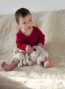 Baby with soft toys Royalty Free Stock Photo