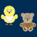 Baby soft toys in a vector set.