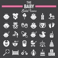 Baby solid icon set, kid symbols collection