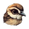 Baby Sparrow Face Bird Sticker On Isolated Tansparent Background, Png, Logo. Generative AI