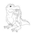 The baby spinosaurus has caught a fish and is holding it in its mouth. Picture for coloring on a white background.