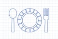 Baby spoon, fork and plate