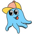 Baby squid doodle kawaii. doodle icon image Royalty Free Stock Photo