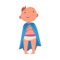 Baby stands wrapped in a blanket cartoon vector illustration