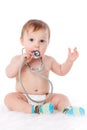 Baby with stethoscope. Royalty Free Stock Photo