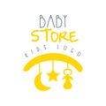 Baby store kids logo colorful hand drawn vector Illustration