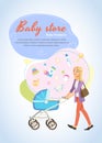 Baby Store Vertical Cartoon Vector Poster or Flyer