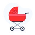Baby stroller isolated on white background. Children pram, baby carriage. Vector illustration