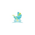 Baby Stroller Logo. Stroller Blue Color Vector Illustration Royalty Free Stock Photo