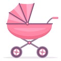 baby stroller pink flat design isolated