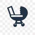 Baby stroller vector icon isolated on transparent background, Ba