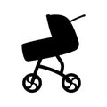 Baby stroller vector illustration black silhouette prifile Royalty Free Stock Photo