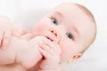 Baby sucking his toe Royalty Free Stock Photo