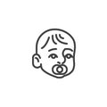 Baby sucking a pacifier line icon