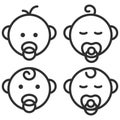 Baby sucking a pacifier. baby outline icon. Vector illustration