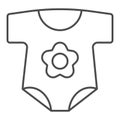 Baby suit thin line icon. Newborn clothes vector illustration isolated on white. Baby dress outline style design Royalty Free Stock Photo
