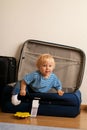 Baby in suitcase