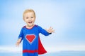 Baby Superhero, Kid Man in Blue Super Hero Costume, Superman Royalty Free Stock Photo