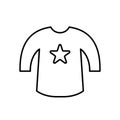 Baby sweatshirt outline black vector icon. EPS 10. Front side view kids wear.... Simple kid clothin. Isolated on white.