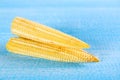 Baby sweetcorn or mini corn. It is typically the eaten whole cob included for the human consumption. It is eaten both raw and cook