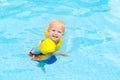 Baby in swimming pool. Kids swim. Royalty Free Stock Photo