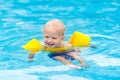 Baby in swimming pool. Kids swim. Royalty Free Stock Photo