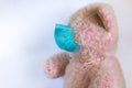 Medical teddy bear masked closeup coronavirus epidemic