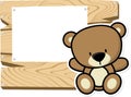 Baby teddy bear on wooden board