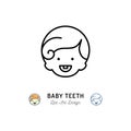 Baby Teeth Icon, Little boys with first tooth, child smiling. Children`s dental care thin line icon. Vector illustration