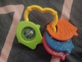 Baby teether, colorful baby toys Royalty Free Stock Photo