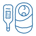 baby temperature measurement doodle icon hand drawn illustration