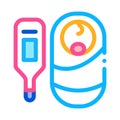 Baby temperature measurement icon vector outline illustration