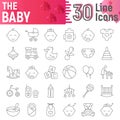 Baby thin line icon set, child symbols collection, vector sketches, logo illustrations, kid signs linear pictograms Royalty Free Stock Photo