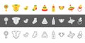 Baby things icons set