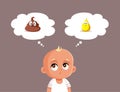 Baby Thinking about Pee and Poop Vector Cartoon Illustration Royalty Free Stock Photo