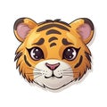 Baby Tiger Face Sticker On Isolated Tansparent Background, Png, Logo. Generative AI