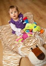 Baby on tiger mat Royalty Free Stock Photo