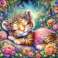 Baby Tiger peacefully sleeping Royalty Free Stock Photo