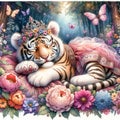 Baby Tiger peacefully sleeping Royalty Free Stock Photo