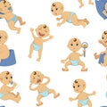 Baby toddler vector flat character seamless pattern. Royalty Free Stock Photo