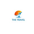Travel flight logo with sun-vector illustration Royalty Free Stock Photo