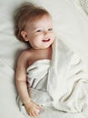 Baby with towels Royalty Free Stock Photo