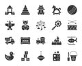Baby Toy black silhouette icons vector set Royalty Free Stock Photo