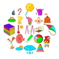 Baby toy icons set, cartoon style Royalty Free Stock Photo