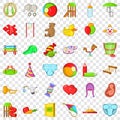 Baby toy icons set, cartoon style Royalty Free Stock Photo