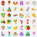 Baby toy icons set, cartoon style Royalty Free Stock Photo