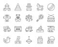 Baby Toy line icons set, kid play sign, children fun and activity game Royalty Free Stock Photo