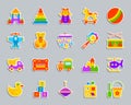 Baby Toy patch sticker icons vector set Royalty Free Stock Photo